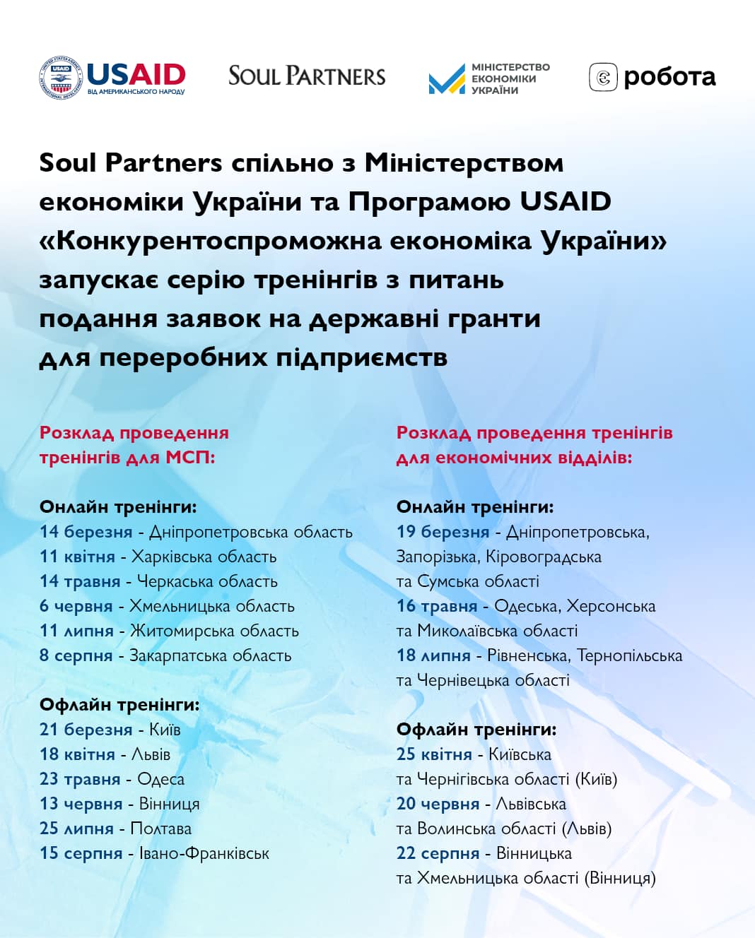 Мінекономіки запускає навчальні тренінги для усіх, хто хоче податись на грант для переробних підприємств «Новий рівень»!